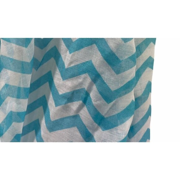 Infinity Scarf Wrap Teal Blue Aqua White Chevron 60" - Picture 3 of 3